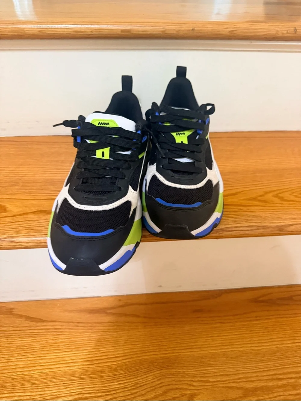 Puma Black Sneakers with Blue & Lime Accents